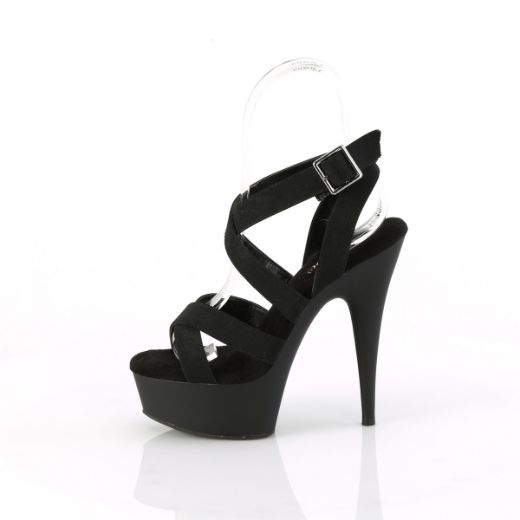 Product image of Pleaser DELIGHT-638 Blk Elastic Band/Blk Matte 6 Inch Heel 1 3/4 Inch PF Criss Cross Ankle Strap Sandal