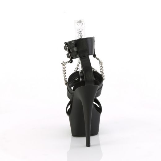 Product image of Pleaser DELIGHT-661 Blk Faux Leather/Blk Matte 6 Inch Heel 1 3/4 Inch PF 3 Band T-Strap Ankle Strap Sandal