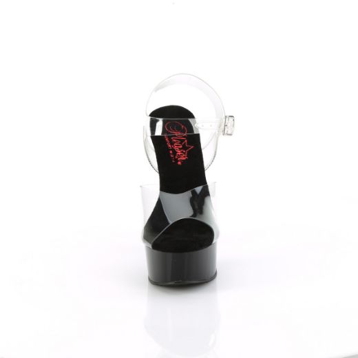 Product image of Pleaser EXCITE-608 Clr/Blk 6 Inch Heel 1 3/4 Inch PF Comfort Width Ankle Strap Sandal