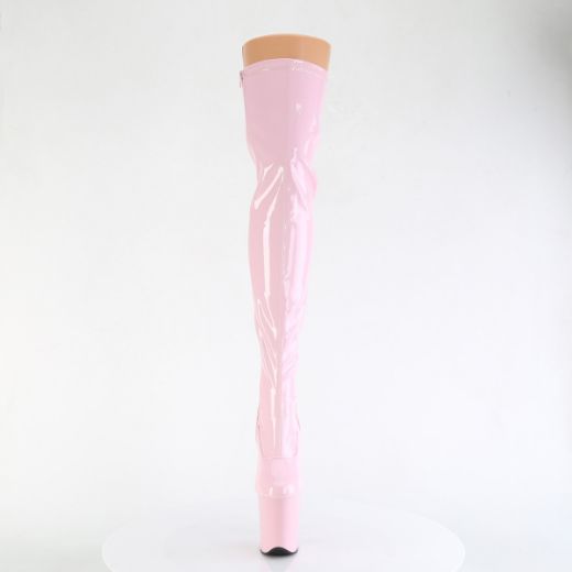 Product image of Pleaser FLAMINGO-3000 B. Pink Str Pat/B. Pink 8 Inch Heel 4 Inch PF Stretch Thigh Boot Side Zip