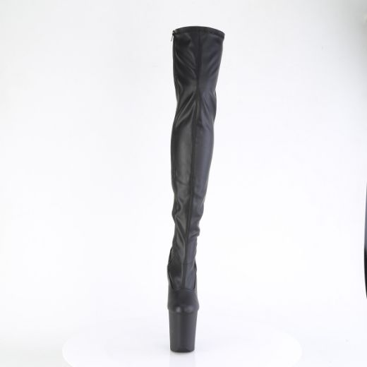 Product image of Pleaser FLAMINGO-3000 Blk Faux Leather/Blk Matte 8 Inch Heel 4 Inch PF Stretch Thigh Boot Side Zip