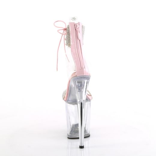 Product image of Pleaser FLAMINGO-827RS Clr-B. Pink/Clr 8 Inch Heel 4 Inch PF Ankle Cuff Sandal w/RS Back Zip