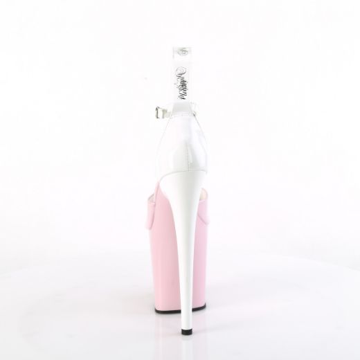 Product image of Pleaser FLAMINGO-868 B. Pink -Wht Pat/B. Pink-Wht 8 Inch Heel 4 Inch PF Close Back Ankle Strap Sandal