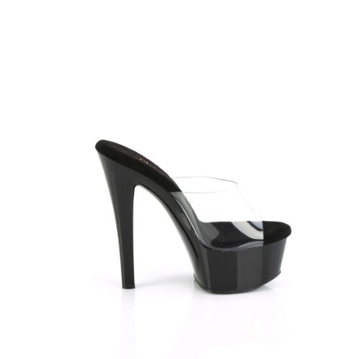 Product image of Pleaser GLEAM-601 Clr/Blk 6 Inch Heel 1 3/4 Inch PF Comfort Width Slide