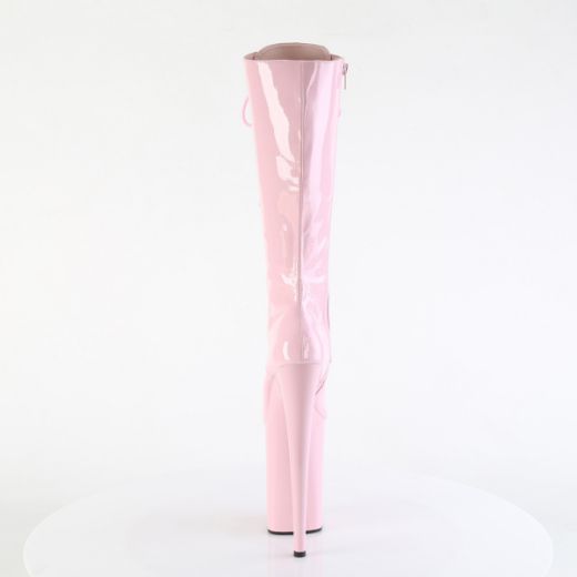Product image of Pleaser INFINITY-2020 B. Pink Pat/B. Pink 9 Inch Heel 5 1/4 Inch PF Lace Up Knee High Boot Side Zip