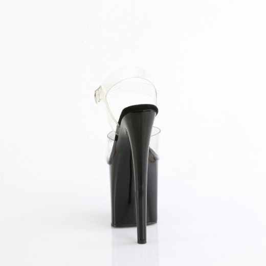 Product image of Pleaser NAUGHTY-808 Clr/Blk 8 Inch Heel 4 Inch PF Comfort Width Ankle Strap Sandal