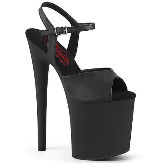 Product image of Pleaser NAUGHTY-809 Blk Faux Leather/Blk Matte 8 Inch Heel 4 Inch PF Comfort Width Ankle Strap Sandal