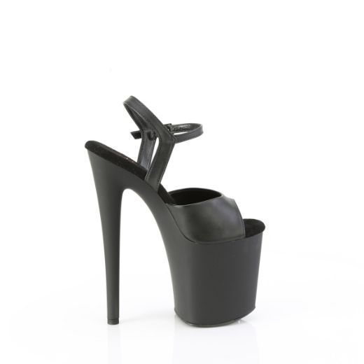 Product image of Pleaser NAUGHTY-809 Blk Faux Leather/Blk Matte 8 Inch Heel 4 Inch PF Comfort Width Ankle Strap Sandal
