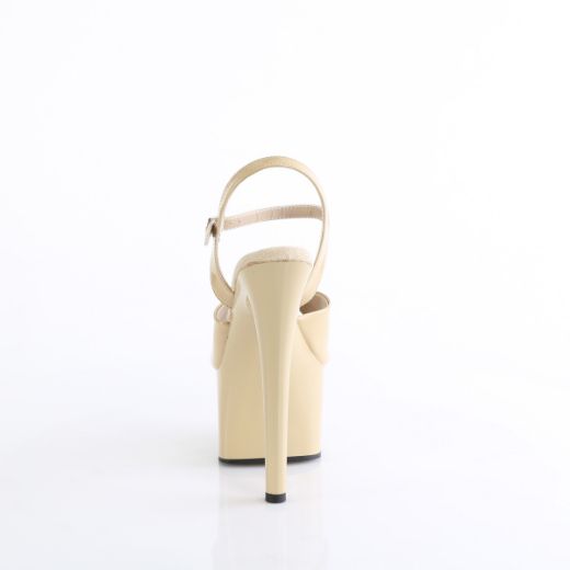 Product image of Pleaser PASSION-709 Cream Pat/Cream 7 Inch Heel 2 3/4 Inch PF Comfort Width Ankle Strap Sandal