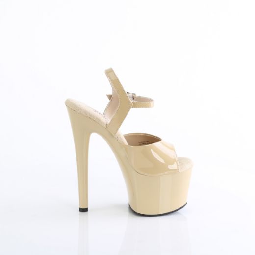 Product image of Pleaser PASSION-709 Cream Pat/Cream 7 Inch Heel 2 3/4 Inch PF Comfort Width Ankle Strap Sandal