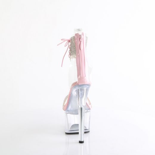 Product image of Pleaser PASSION-727RS Clr-B. Pink/Clr 7 Inch Heel 2 3/4 Inch PF RS Embellished Ankle Cuff Sandal Back Zi