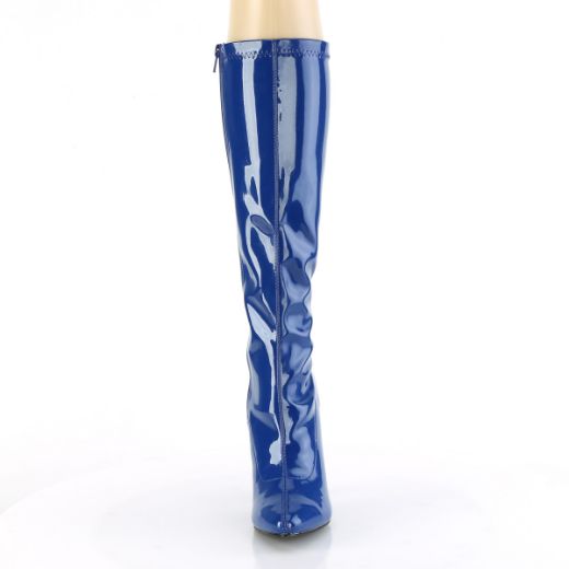 Product image of Pleaser SEDUCE-2000 Navy Blue Str Pat 5 Inch Plain Stretch Knee Boot Side Zip