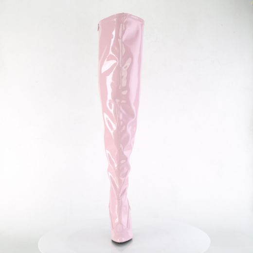 Product image of Pleaser SEDUCE-3000WC B. Pink Str Pat 5 Inch Heel Stretch Wide Calf Thigh Boot Side Zip