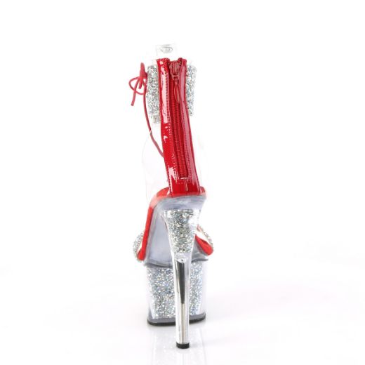 Product image of Pleaser SKY-327RSI Slv Multi RS-Red/Slv RS 7 Inch Heel 2 3/4 Inch PF Ankle Cuff Sandal w/RS Back Zip