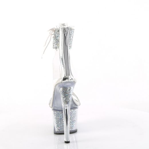 Product image of Pleaser SKY-327RSI Slv Multi RS-Slv/Slv RS 7 Inch Heel 2 3/4 Inch PF Ankle Cuff Sandal w/RS Back Zip