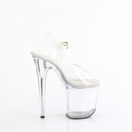 Product image of Pleaser TREASURE-808FLA Clr/Clr 8 Inch Heel 4 Inch PF Ankle Strap Sandal w/Accessible Compartment