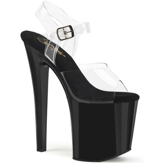 Product image of Pleaser ENCHANT-708 Clr/Blk 8 Inch Heel 3 3/4 Inch PF Ankle Strap Sandal