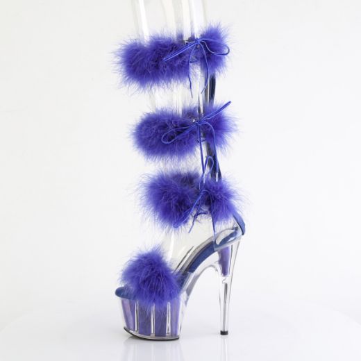 Product image of Pleaser ADORE-728F Clr-Royal Blue Fur/M 7 Inch Heel 2 3/4 Inch PF Marabou Fur Sandal Back Zip