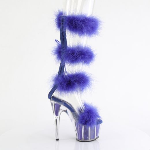 Product image of Pleaser ADORE-728F Clr-Royal Blue Fur/M 7 Inch Heel 2 3/4 Inch PF Marabou Fur Sandal Back Zip