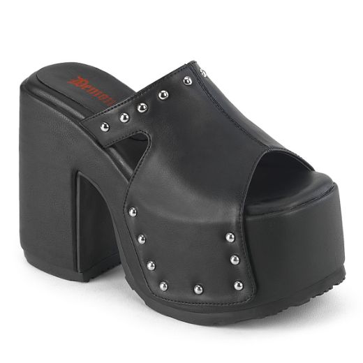 Product image of Demonia CAMEL-109 Blk Vegan Leather 5 Inch Chunky Heel 3 Inch Platform Slide
