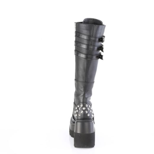 Product image of Demonia SHAKER-225 Blk Vegan Leather 4 1/2 Inch Wedge PF Lace-Up Knee High Boot Inside Zip
