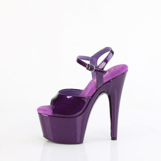 Product image of Pleaser ADORE-709GP Purple Glitter Pat/M 7 Inch Heel 2 3/4 Inch PF Ankle Strap Sandal