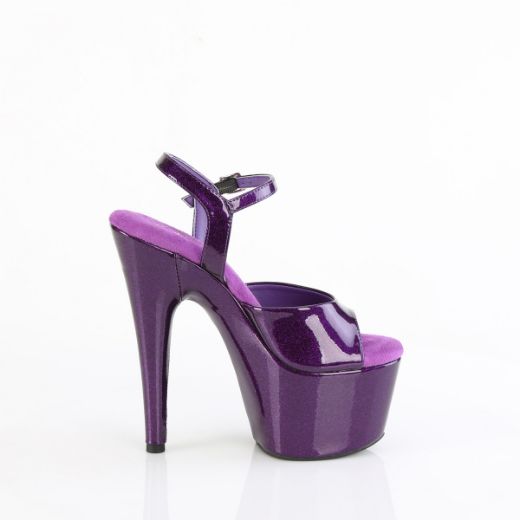Product image of Pleaser ADORE-709GP Purple Glitter Pat/M 7 Inch Heel 2 3/4 Inch PF Ankle Strap Sandal