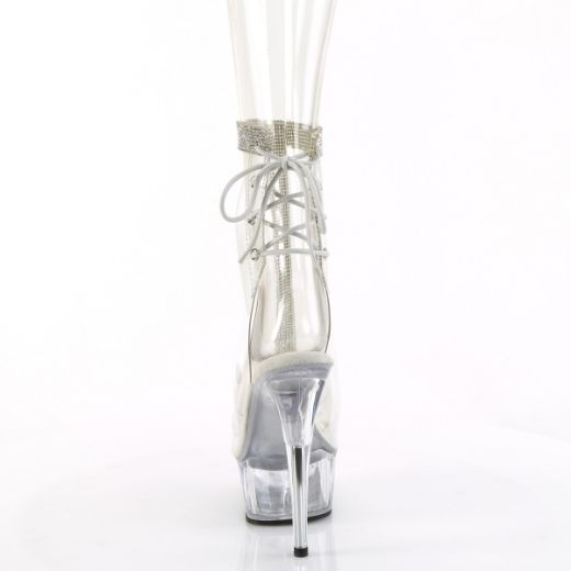 Product image of Pleaser DELIGHT-1018C-2RS Clr-RS/Clr 6 Inch Heel 1 3/4 Inch PF Open Toe/Heel Ankle Boot Side Zip