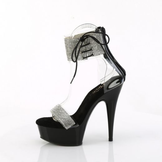 Product image of Pleaser DELIGHT-627RS Clr-Blk/Blk 6 Inch Heel 1 3/4 Inch PF Ankle Cuff Sandal w/RS Back Zip