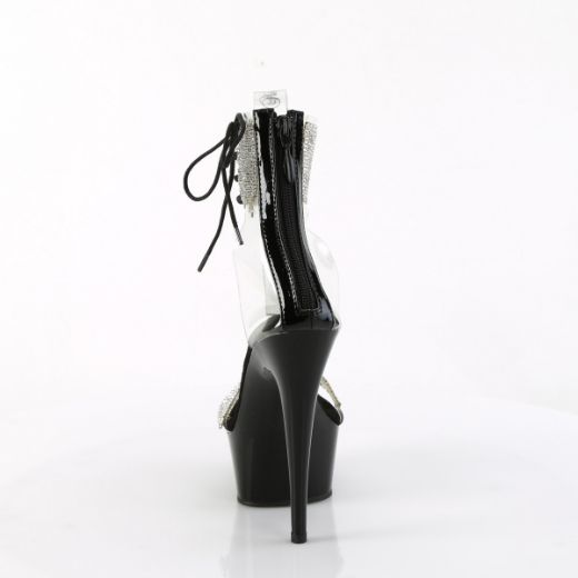 Product image of Pleaser DELIGHT-627RS Clr-Blk/Blk 6 Inch Heel 1 3/4 Inch PF Ankle Cuff Sandal w/RS Back Zip
