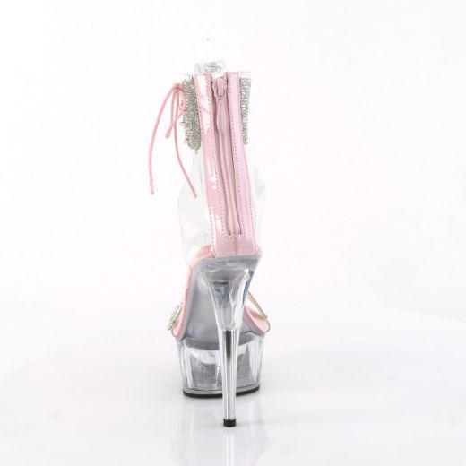 Product image of Pleaser DELIGHT-627RS Clr-B. Pink/Clr 6 Inch Heel 1 3/4 Inch PF Ankle Cuff Sandal w/RS Back Zip