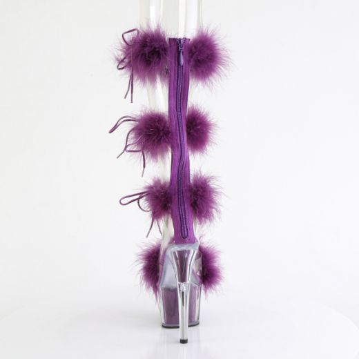 Product image of Pleaser ADORE-728F Clr-Purple Fur/M 7 Inch Heel 2 3/4 Inch PF Marabou Fur Sandal Back Zip