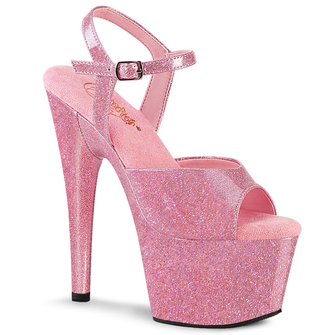 Product image of Pleaser ADORE-709GP B. Pink Glitter Pat/M 7 Inch Heel 2 3/4 Inch PF Ankle Strap Sandal