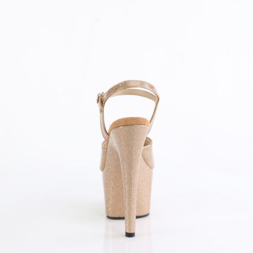 Product image of Pleaser ADORE-709GP Gold Glitter Pat/M 7 Inch Heel 2 3/4 Inch PF Ankle Strap Sandal