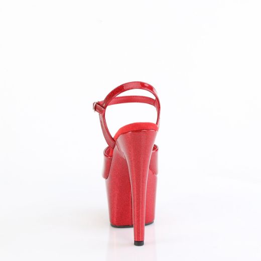 Product image of Pleaser ADORE-709GP Ruby Red Glitter Pat/M 7 Inch Heel 2 3/4 Inch PF Ankle Strap Sandal