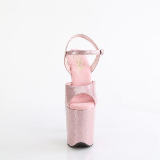 Product image of Pleaser FLAMINGO-809GP B. Pink Glitter Pat/M 8 Inch Heel 4 Inch PF Ankle Strap Sandal