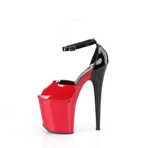 Product image of Pleaser FLAMINGO-868 Red-Blk Pat/Red-Blk 8 Inch Heel 4 Inch PF Close Back Ankle Strap Sandal