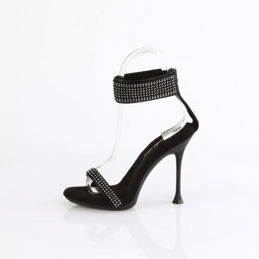 Product image of Fabulicious CUPID-440 Blk Faux Leather-RS/Blk 4 1/2 Inch Heel 2/5 Inch PF Ankle Strap Sandal w/RS