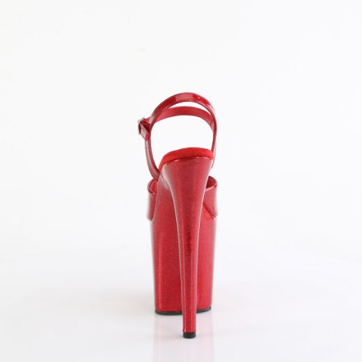 Product image of Pleaser FLAMINGO-809GP Ruby Red Glitter Pat/M 8 Inch Heel 4 Inch PF Ankle Strap Sandal