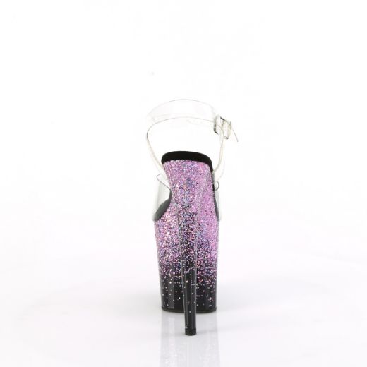 Product image of Pleaser FLAMINGO-808SS Clr/Blk-Purple Multi Glitter 8 Inch Heel 4 Inch PF Ankle Strap Sandal
