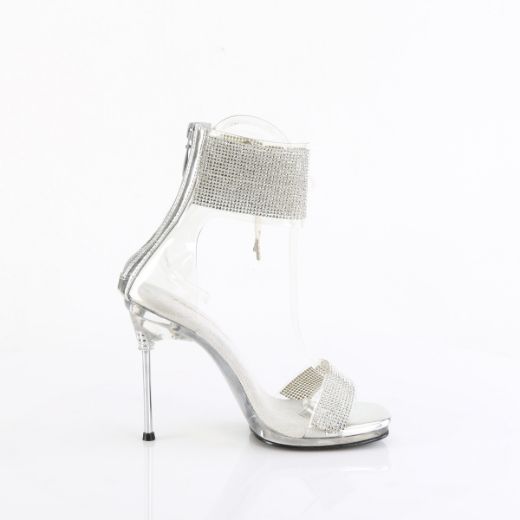 Product image of Fabulicious CHIC-47 Clr-Slv/Clr 4 1/2 Inch Heel 1/4 Inch PF Ankle Cuff Sandal w/RS Back Zip