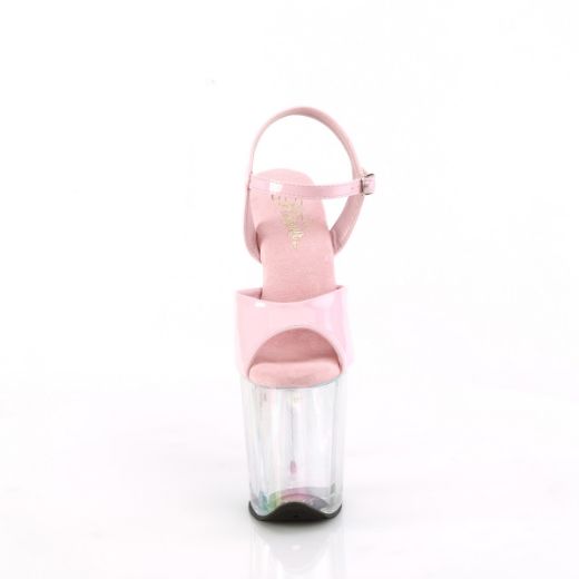 Product image of Pleaser FLAMINGO-809HT B. Pink Holo Pat/Holo Tinted 8 Inch Heel 4 Inch Holo Tinted PF Ankle Strap Sandal