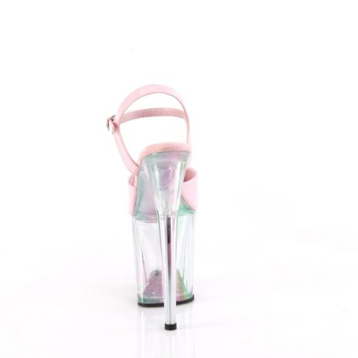 Product image of Pleaser FLAMINGO-809HT B. Pink Holo Pat/Holo Tinted 8 Inch Heel 4 Inch Holo Tinted PF Ankle Strap Sandal