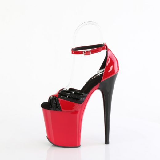 Product image of Pleaser FLAMINGO-884 Red-Blk/Red-Blk 8 Inch Heel 4 Inch PF Two Tone Close Back Ankle Strap Sandal