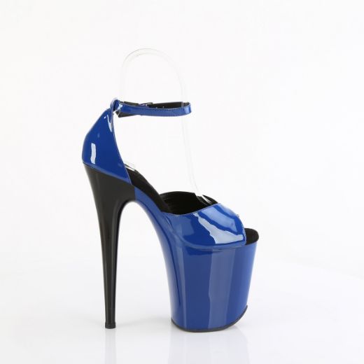 Product image of Pleaser FLAMINGO-884 Royal Blue-Blk/Royal Blue-Blk 8 Inch Heel 4 Inch PF Two Tone Close Back Ankle Strap Sandal