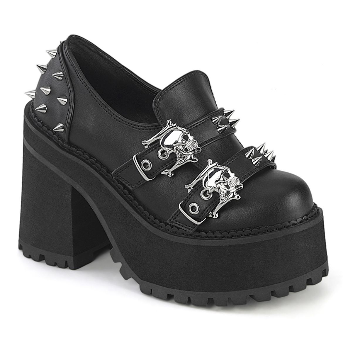 Product image of Demoniacult ASSAULT-38 Blk Vegan Leather 4 3/4 Inch Heel 2 1/4 Inch PF Loafer