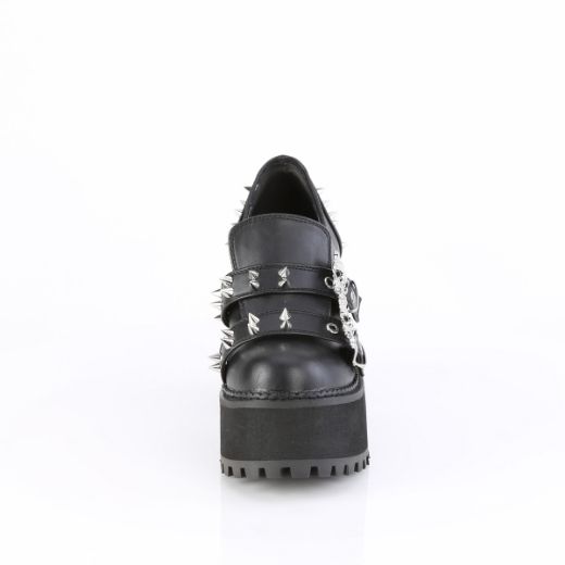 Product image of Demoniacult ASSAULT-38 Blk Vegan Leather 4 3/4 Inch Heel 2 1/4 Inch PF Loafer