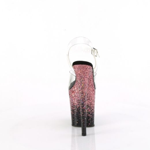Product image of Pleaser FLAMINGO-808SS Clr/Blk-Pink Multi Glitter 8 Inch Heel 4 Inch PF Ankle Strap Sandal