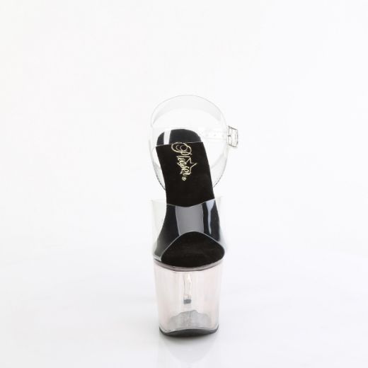 Product image of Pleaser LOVESICK-708T Clr/Smoke Tinted 7 Inch Heart Shaped Heel 3 1/4 Inch PF Ankle Strap Sandal