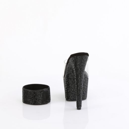 Product image of Pleaser BEJEWELED-712RS Clr/Blk RS 7 Inch Heel 2 3/4 Inch PF RS Embellished Slide w/Matching Cuff